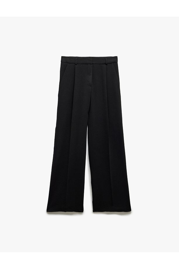 Cepli Uzun Geniş Paça Krep Kumaş Pantolon - 3