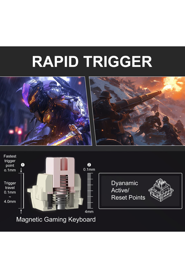 Captain72 Rapid Trigger Gaming Manyetik Klavye Hall Effect - 4