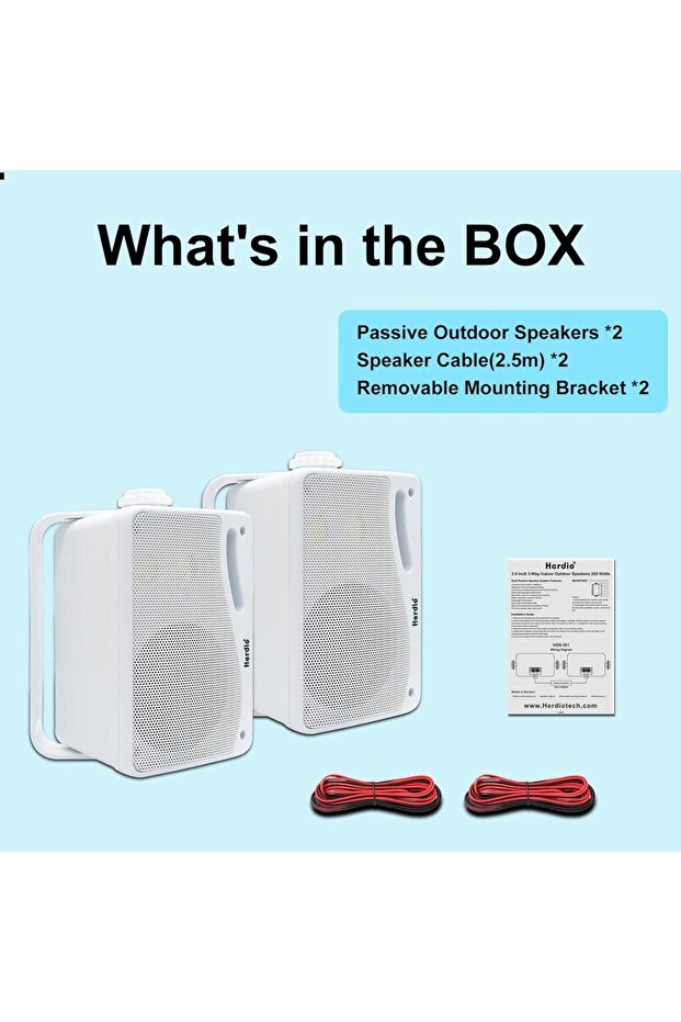 Speaker 3.5 inch white Herdio 3.5‘’ Outdoor Speakers Passive Wired Waterproof 200W 3 Way Premium Mou