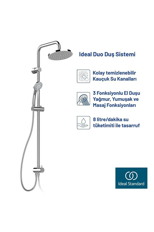 Ideal Duo Robot Tepe Duş Sistemi Krom - 5