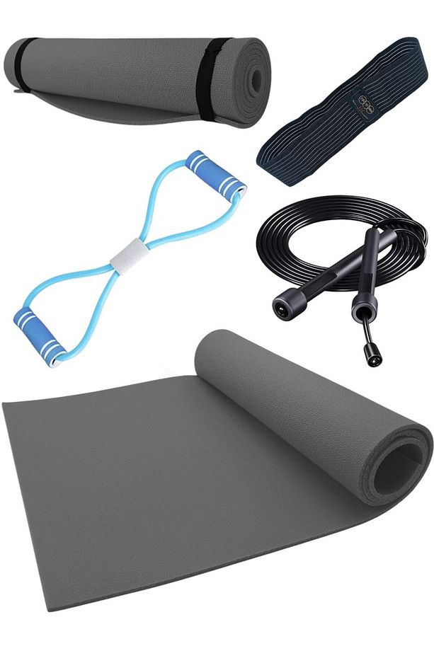Pro-Home Pilates Seti Pilates Minderi Göğüs Lastiği Squat Band ve Atlama İpi SET - 1