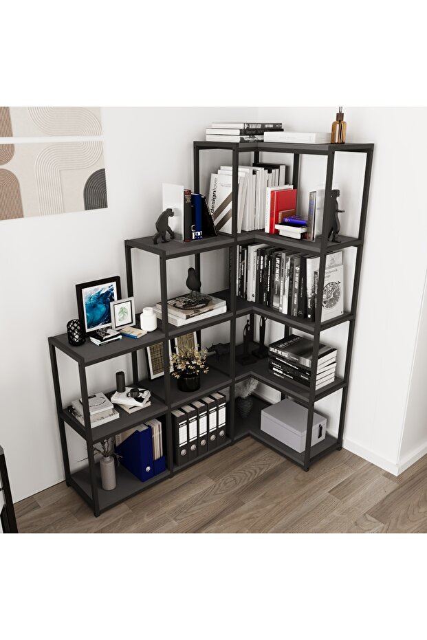 Edge Köşe Kitaplık Antrasit - 2