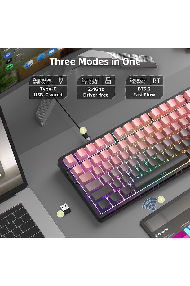 Magegee Light100 Hot-swappable Kablosuz Win/mac Uyumlu Custom Klavye Hall Effect - 3