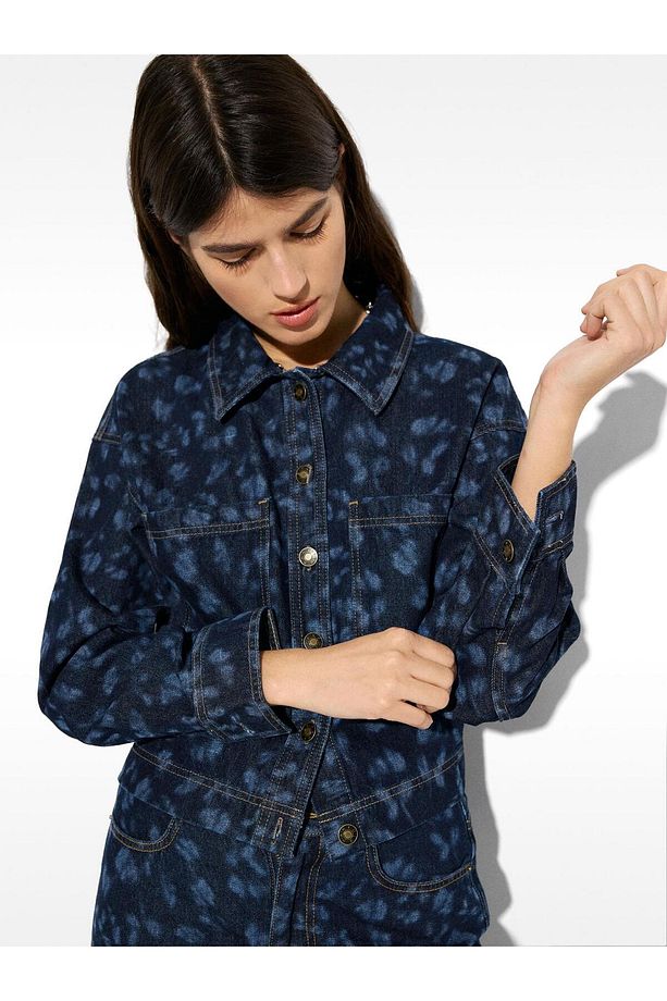 Desenli Denim Ceket - 2