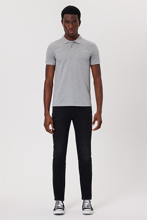 Twins Men's 100% Cotton Polo Neck T-Shirt Gray Melange