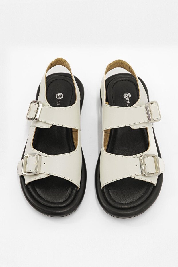 Mango Bej Hakiki Deri Kadın Sandalet - 2