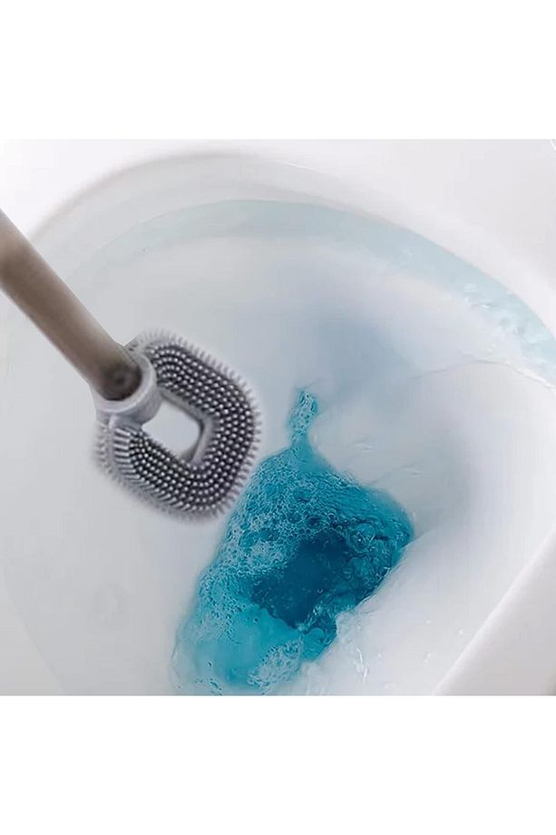 Doldurulabilir Deterjan Hazneli Bükülebilir Silikon Tuvalet Fırçası Wc Klozet Fırçası- 1 Adet - 5