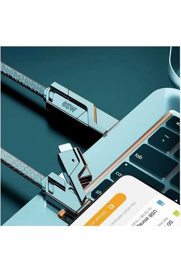4 In 1 65w Usb Type-c Ve Lightning Örgülü Şarj Data Kablosu - 1.5m Siyah (CAR PLAY DESTEKLEMEKTEDİR) - 6