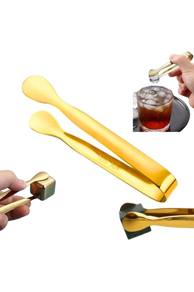304 Steel Mini Gold 11 cm Ice and Candy Tongs