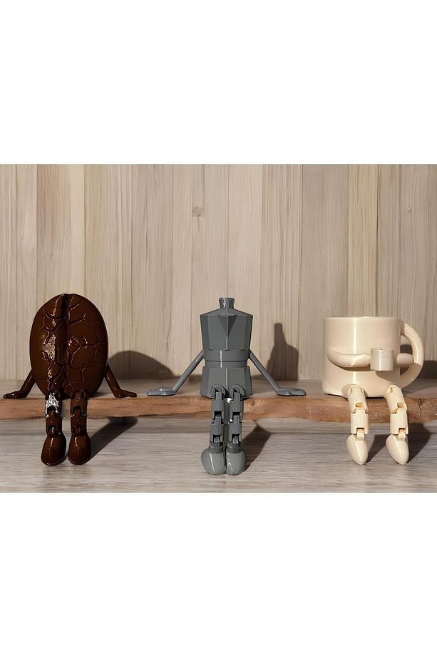 Kahve Köşesi Sevimli Biblo Seti 3lü,kahve Çekirdeği,bej Kahve Kupası,moka Pot, Coffee Set(BÜYÜK BOY) - 1