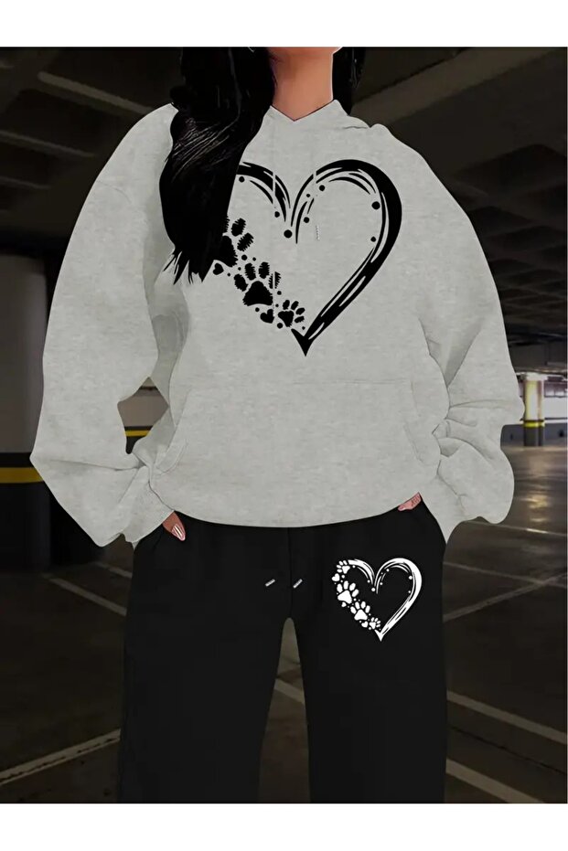 Women's printed tracksuit set - hooded tracksuit set