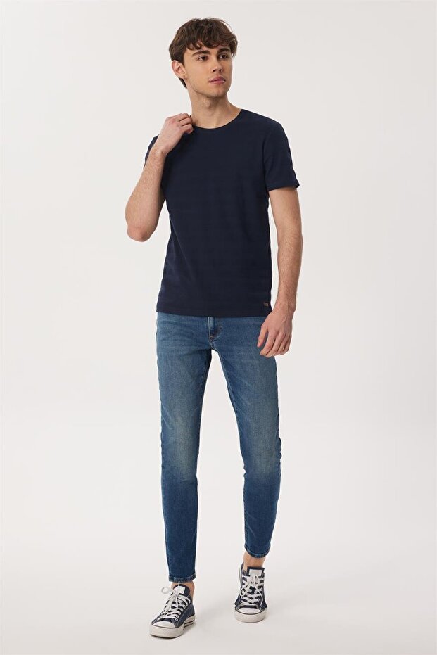 Baines Men's 100% Cotton O-Neck T-Shirt Dark Navy Blue