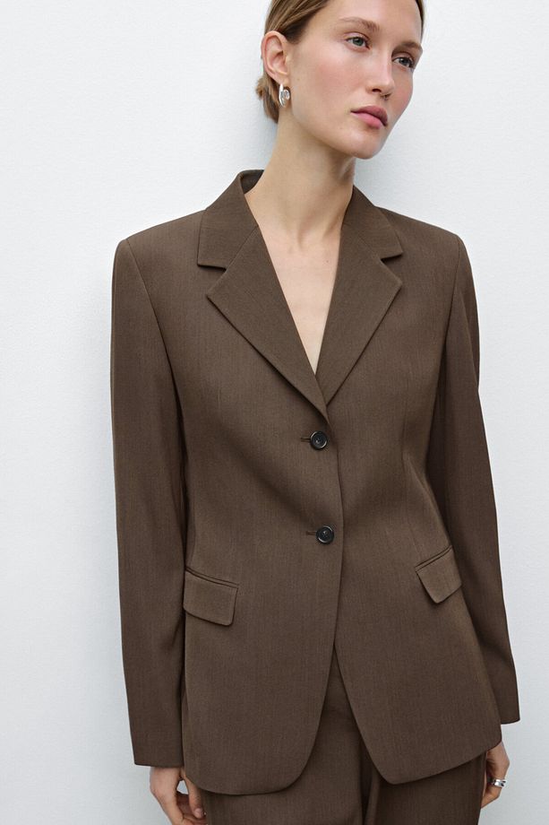 Vücuda oturan yün karışımlı blazer - 5