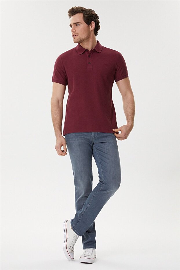 Tylen Men's 100% Cotton Polo Neck T-Shirt Plum