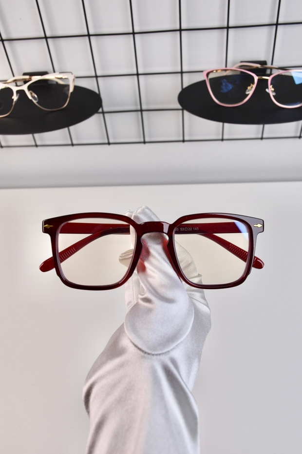Unisex Blue Blue Block Screen Glasses - Claret Red 53 Bone Square Transparent
