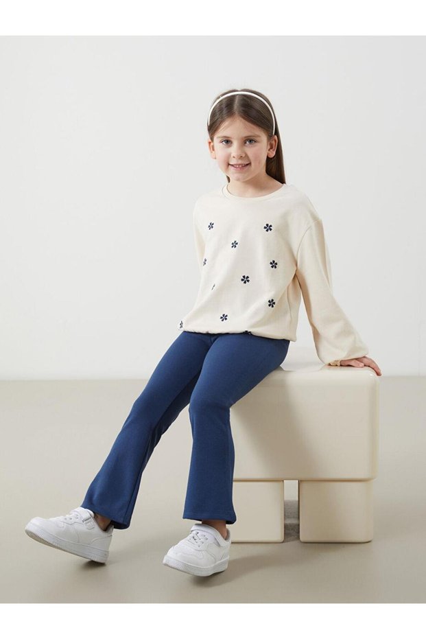 Crew Neck Floral Girls' Sweatshirt and Leggings Pants 2 Pcs