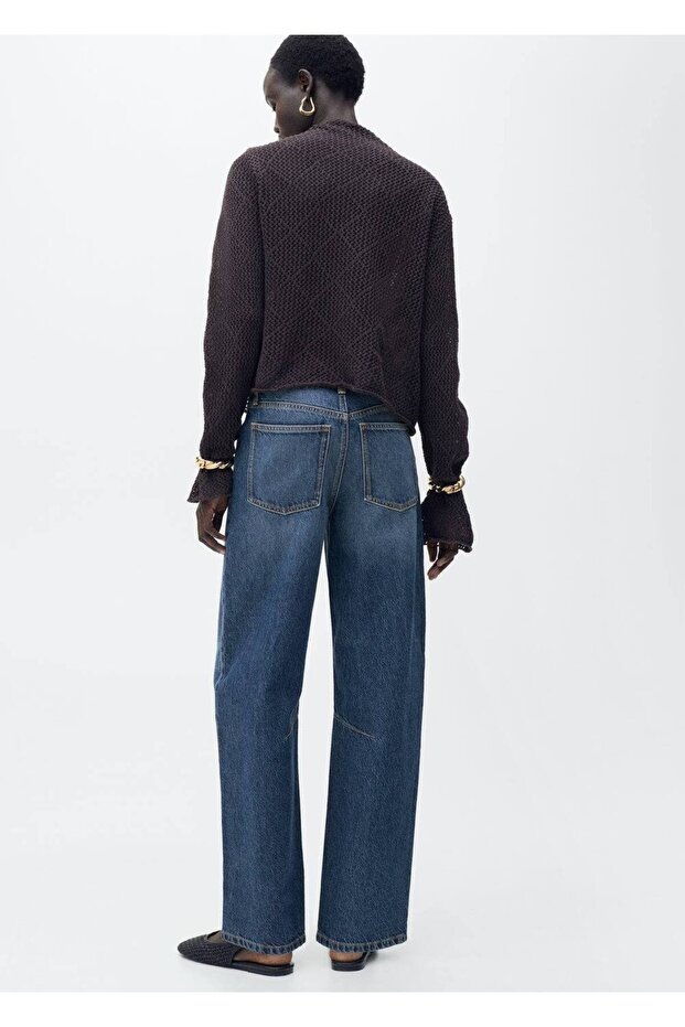 Yüksek belli balon jean pantolon - 4