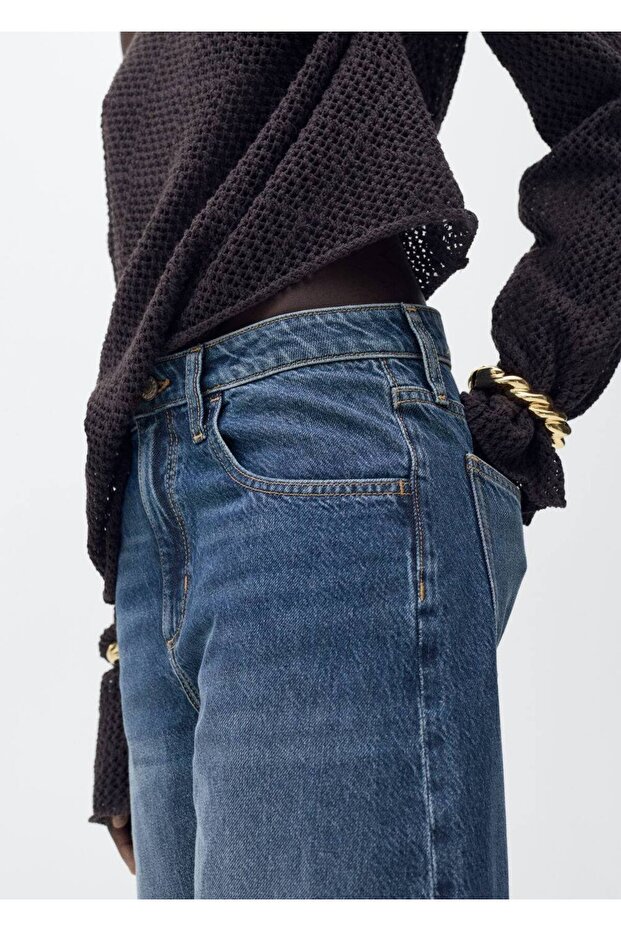 Yüksek belli balon jean pantolon - 6