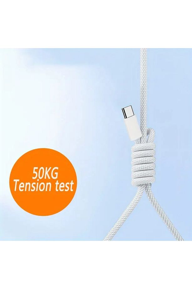 60W Hızlı Iphone Samsung Xiaomi Uyumlu Örgülü Type C To Type C Hasır Şarj Kablosu 1 Metre - 5