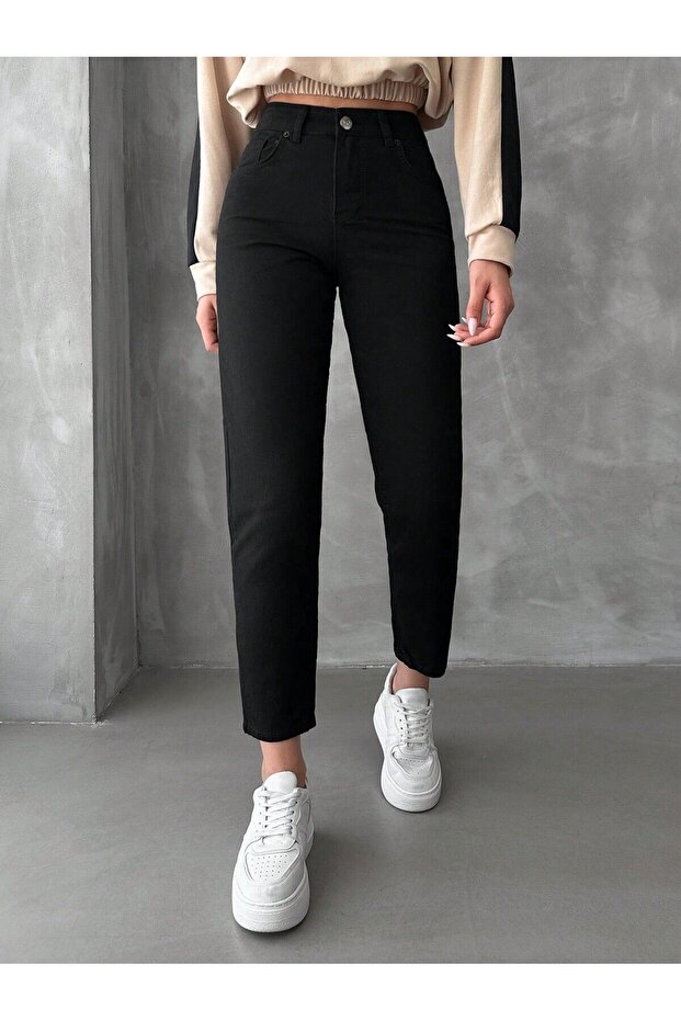By-5276 Zero Mom Fit Jean Ankle-Length Cotton Black High Waist Jeans Narrow Leg Denim Pants