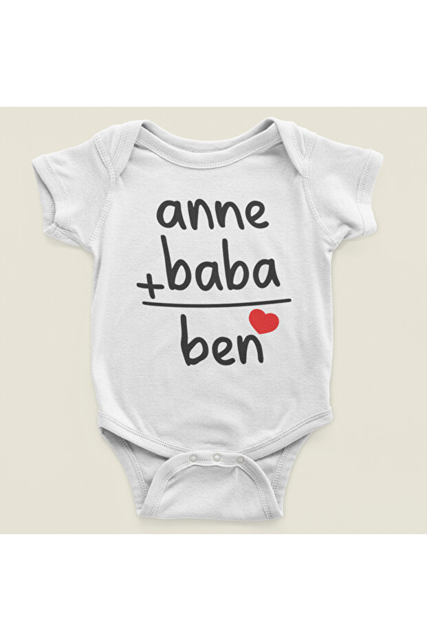 Mom + Dad = Me Written Cotton Soft Unisex Snap Fastener Bodysuit