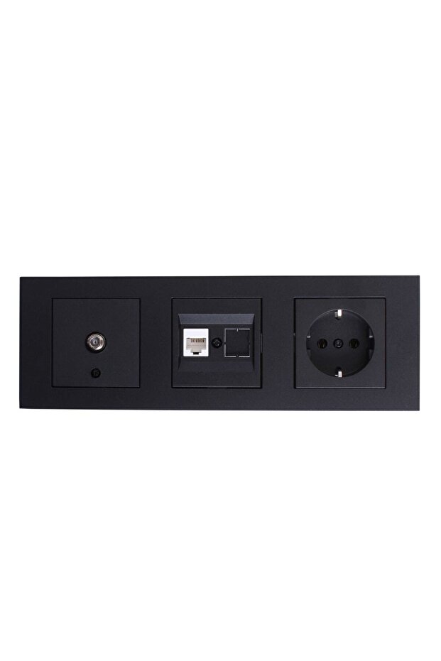 Ovivo Grano Black Triple Set - TV - Numeris - Grounded Socket