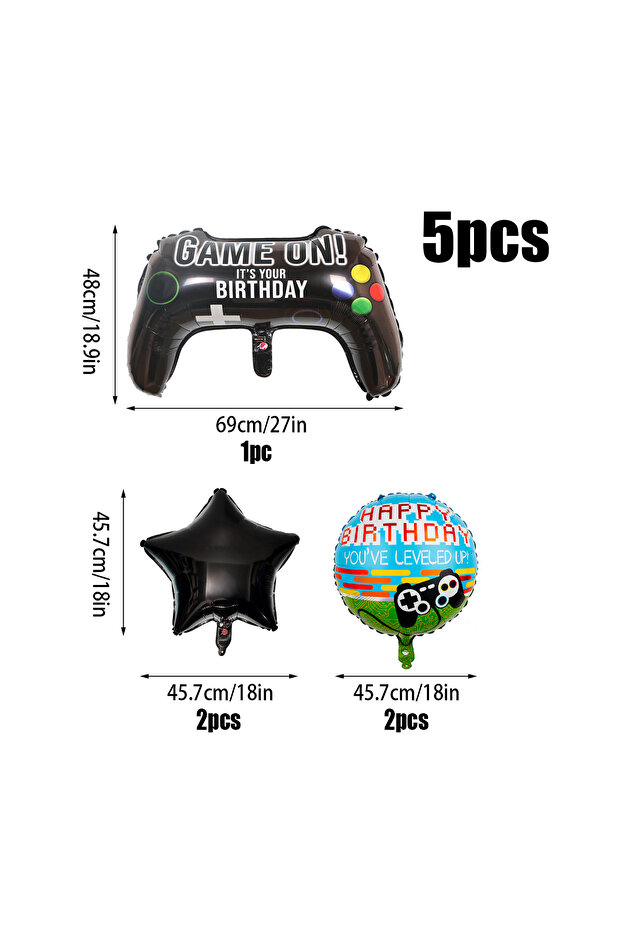 Other 5pcs 5pcs game controller aluminum film balloons, game handle balloon, suitable for gamer part