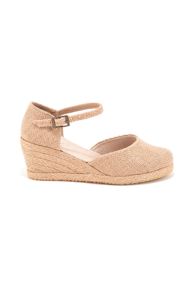 Real Handcrafted Heel Closed Ankle Strap Linen Espadrille Wedge Heel Handmade