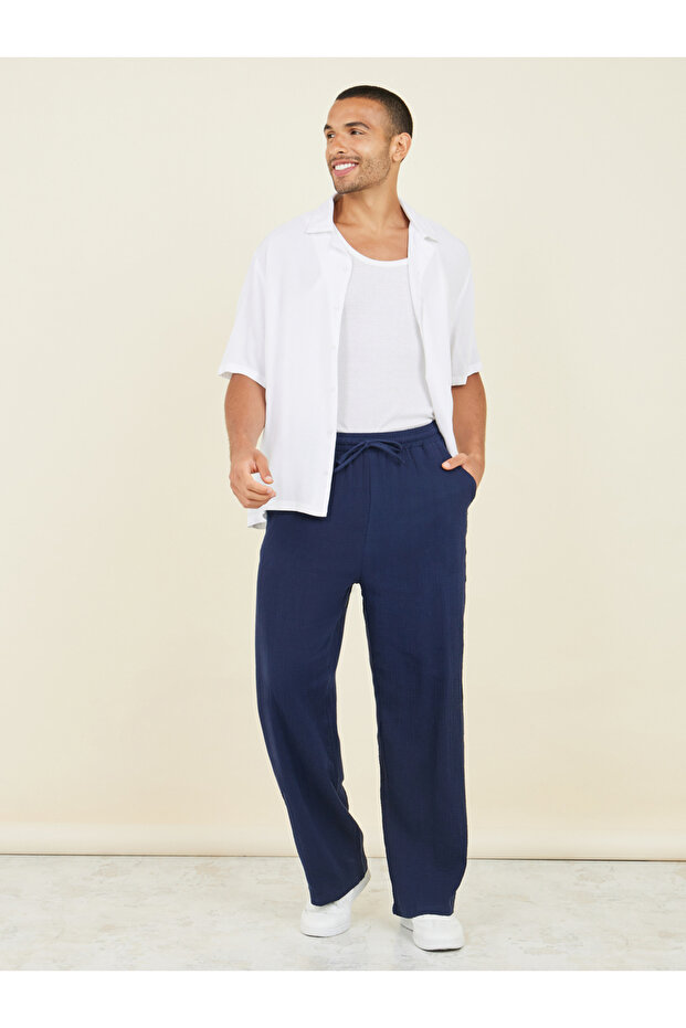 بنطال منسوج مع جيب جانبي - 2