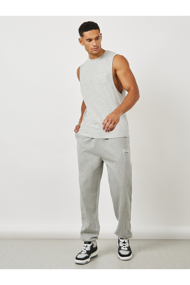 Fleece Panel Jogger with Drawcord & Patch Detail