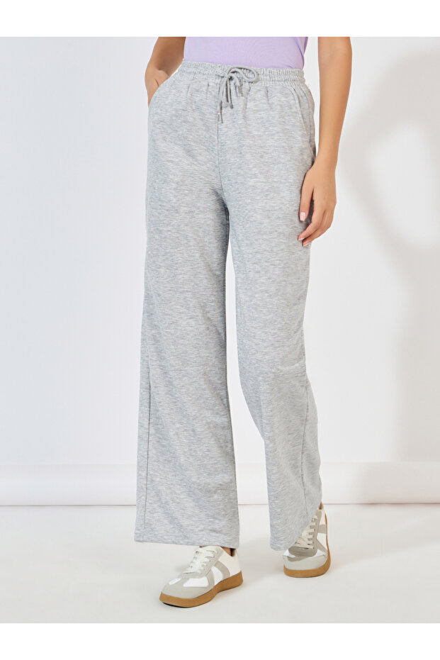 Solid Wide Leg Joggers with Drawstring Closure - 2