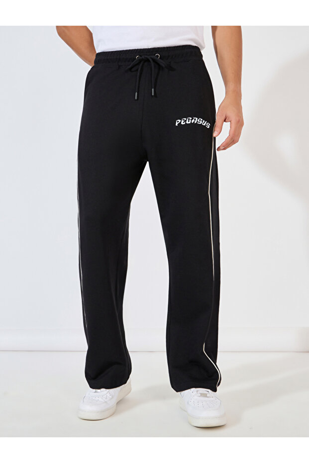 Piping Detail Oversized Open Hem Joggers