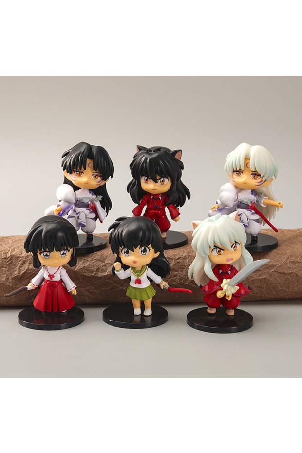 Bandai pack by bag 01 6pcs/set Anime INUYASHA Cute Figure Model Toys 10cm