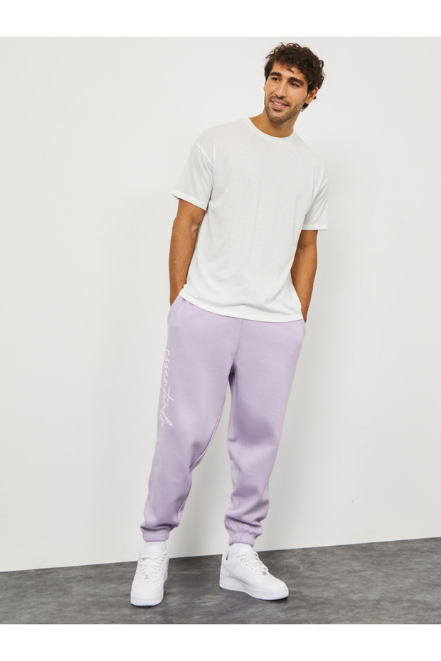Slogan Print Oversized Jogger with Pockets