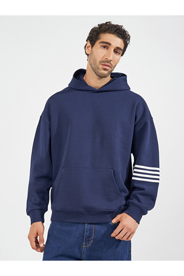 Stripe Print Heavy Oversized Hoodie
