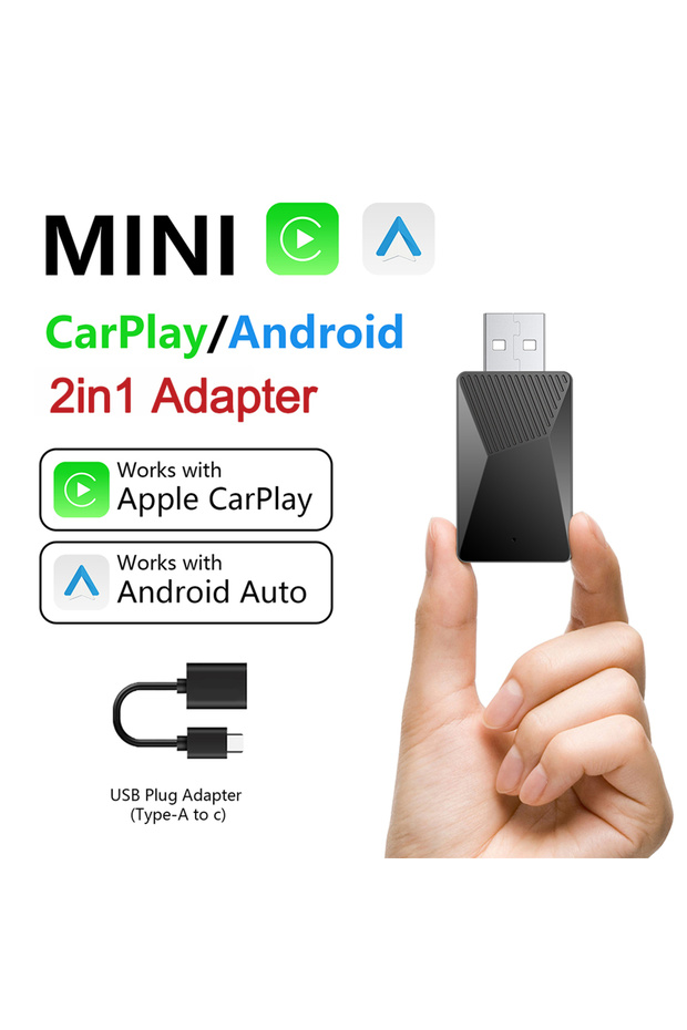 2IN1 Mini 2in1 Wireless CarPlay Android Auto Wireless Adapter Smart Mini Box Dongle Bluetooth WiFi F - 1