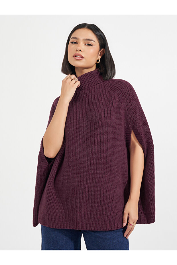 Oversized Longline Cape Sleeves Sweater