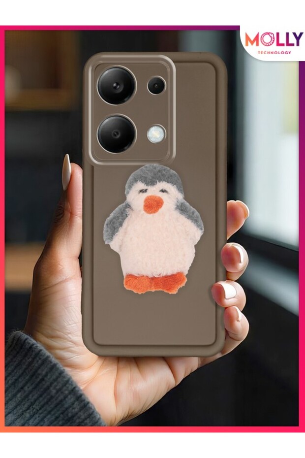 Gray Antartik Penguin Brown Edges Thick Pan Silicone Case for Xiaomi Redmi Note 13 Pro 4g