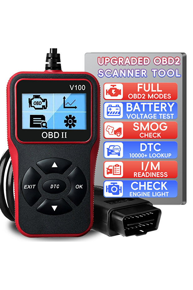 أداة تشخيص الماسح الضوئي OBD2 باللون الأسود، قارئ رمز محرك الفحص التلقائي مع إعادة الضبط، OBDII/EOBD المحسن للسيارة - 1