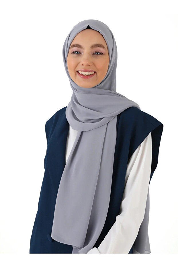 Premium Krep Şal - Gri - 1