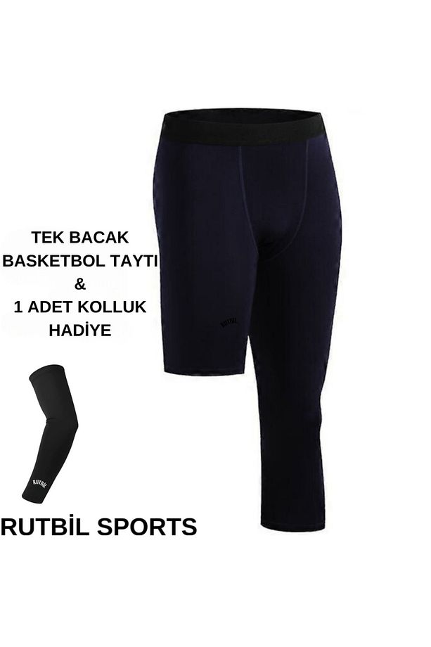 BASKETBOL SİYAH TEK BACAK  TAYT-FİTNESS & KOŞU  SİYAH TEK BACAK TAYT- 1 ADET KOLLUK HEDİYE SİYAH - 1