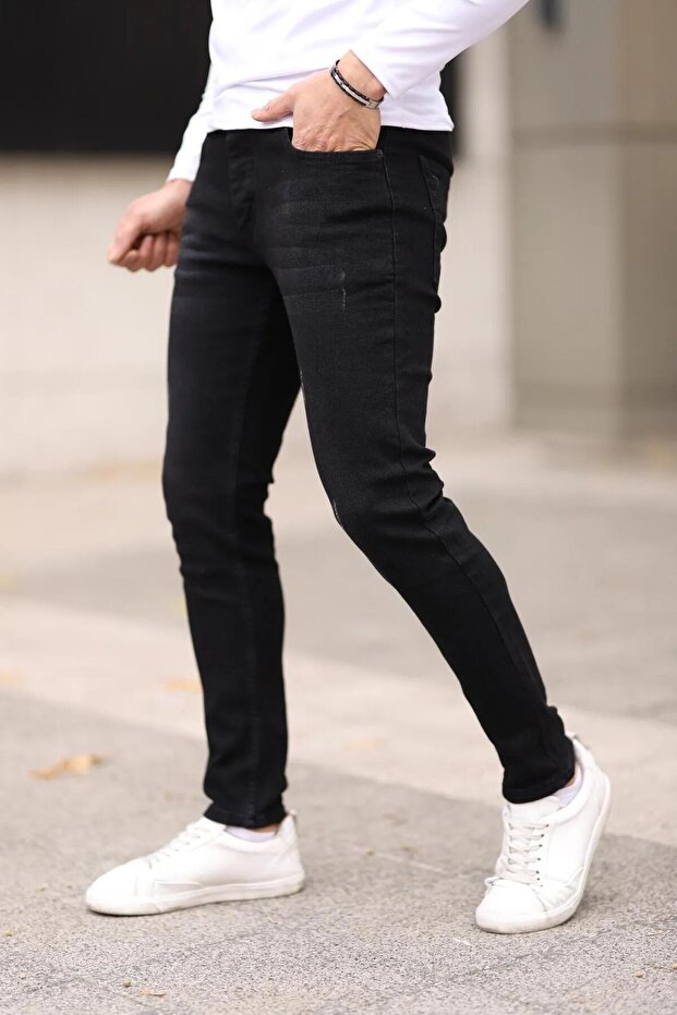 Men's Black Slim Fit Lycra Skinny Leg Jeans