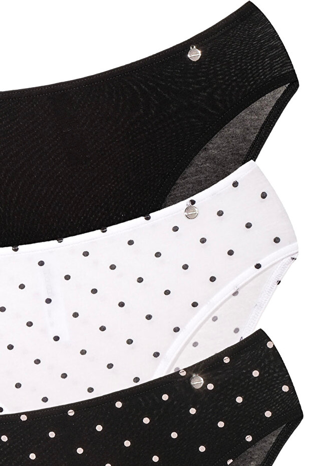 Women's Modal Fabric Cotton 3-Piece Black & White Polka Dot Slip Set