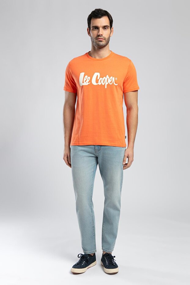 Londonlogo Men's 100% Cotton O-Neck T-Shirt Orange
