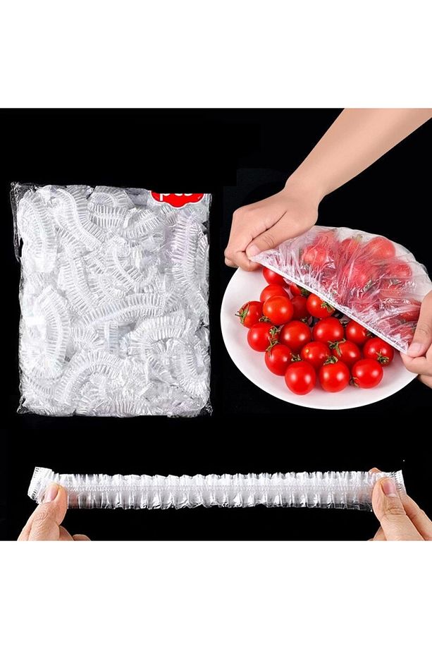 100 Adet Lastikli Tazeliği Koruyan Tencere Ve Tabak Bonesi Esnek Strech Kapak - 5