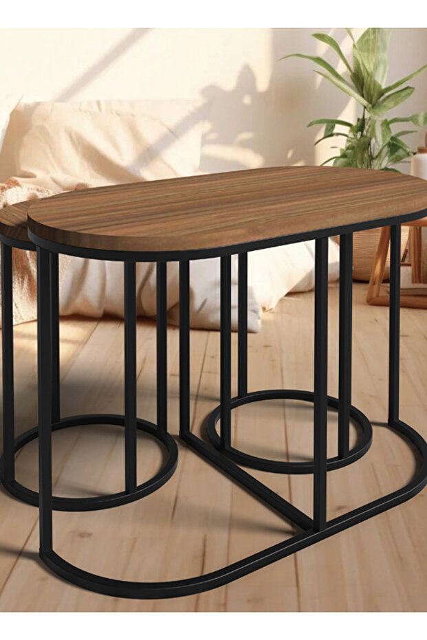 طاولة قهوة مستديرة بسيطة وحديثة لغرفة المعيشة المنزلية مصنوعة من الخشب الفاتح بتصميم فاخر - 2