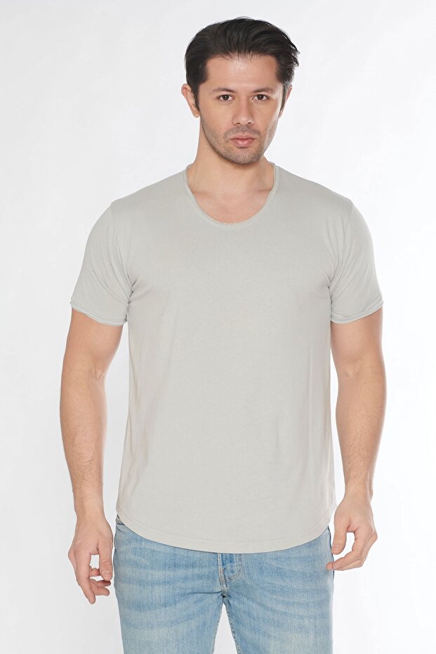 Men's Wide Neck 100% Cotton Loose T-Shirt