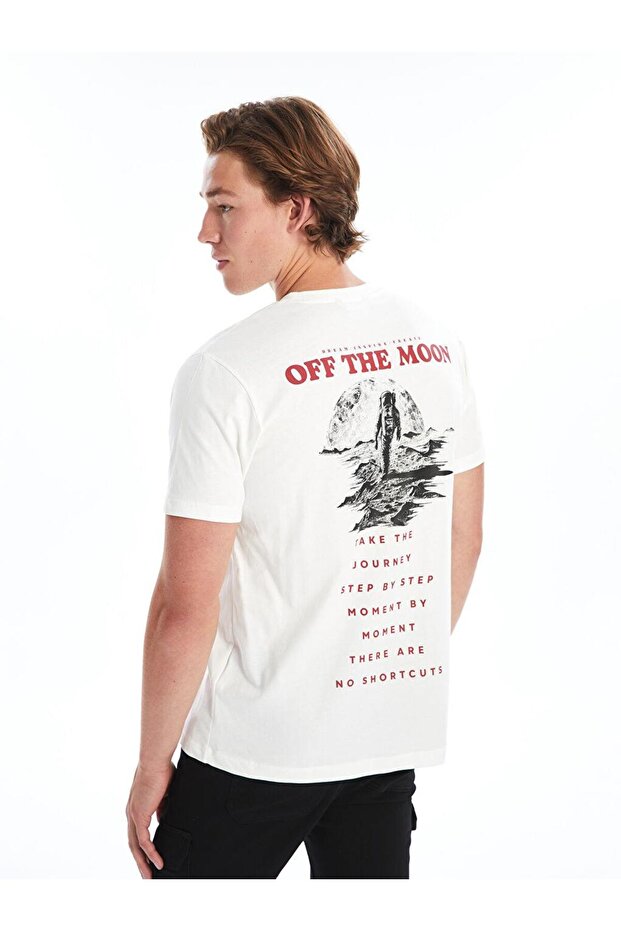 Crew Neck Short Sleeve Printed Combed Cotton Men's T-Shirt (W4)