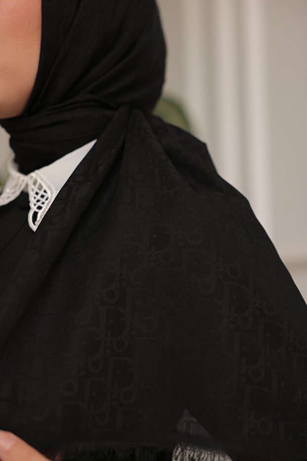 D Pattern Shawl Black - 7