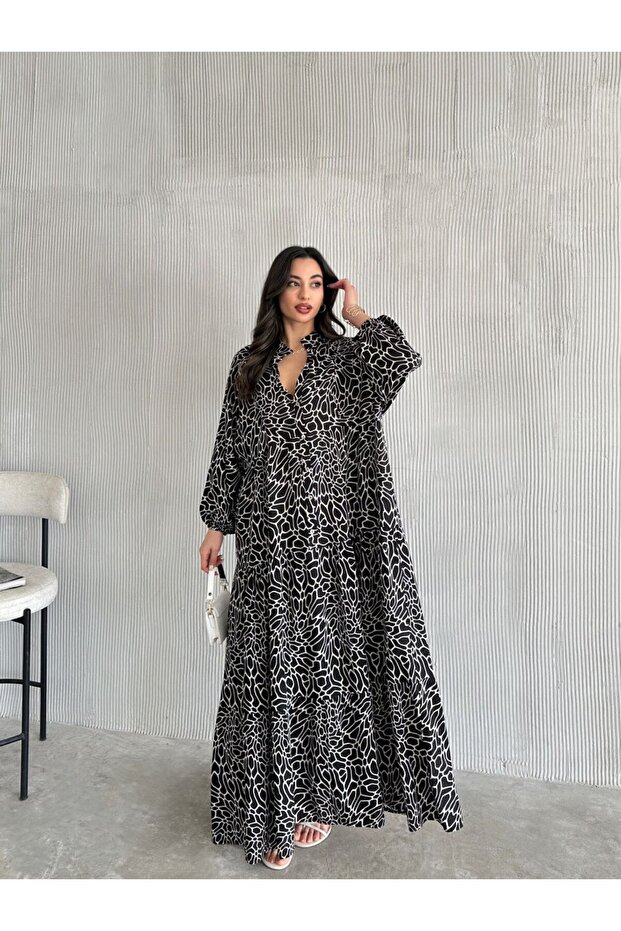 Viscose Patterned Hijab Dress